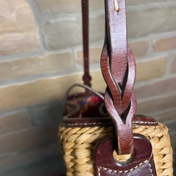 Brighton Straw shoulder purse, Brown and Tan Woven Women's Bag pre owned. - Picture 6 of 15